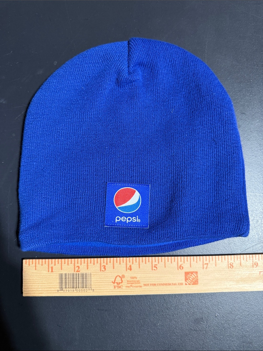 Pepsi Blue Knit Beanie with Red & White Logo Patch